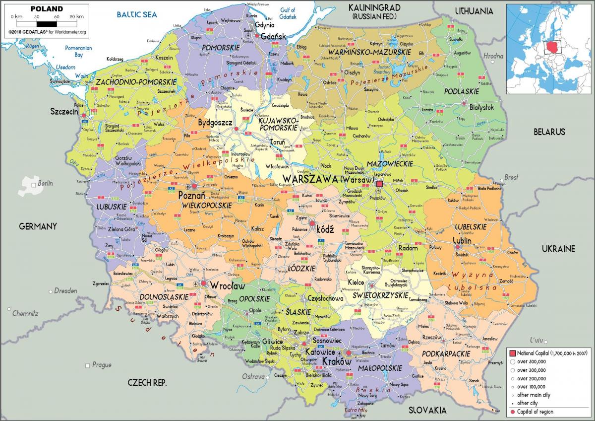 Poland and surrounding countries map