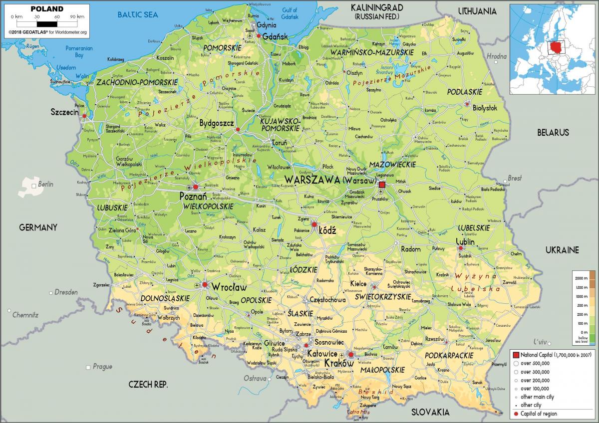 map of Poland physcal