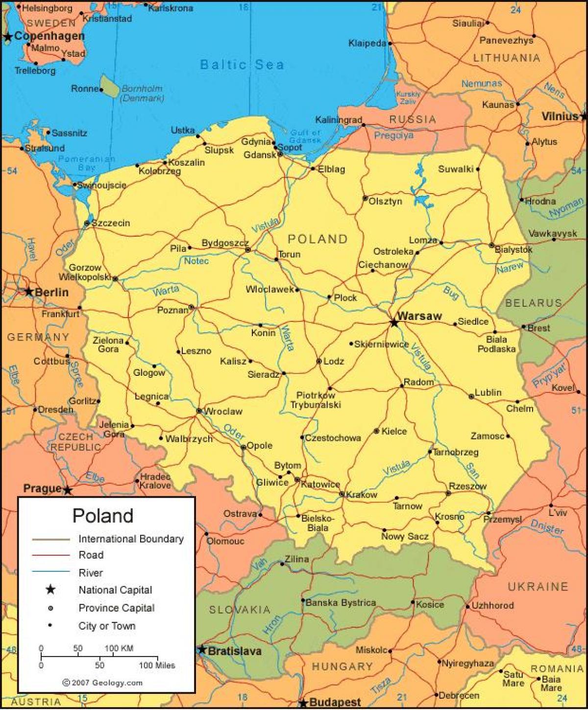 map of Poland borders