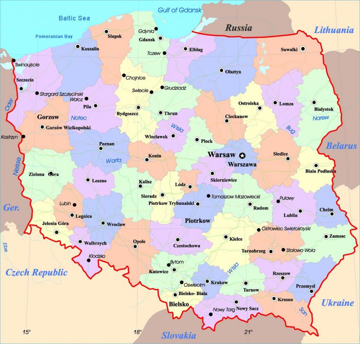 Poland Map Europe - Map Of Counties Around London