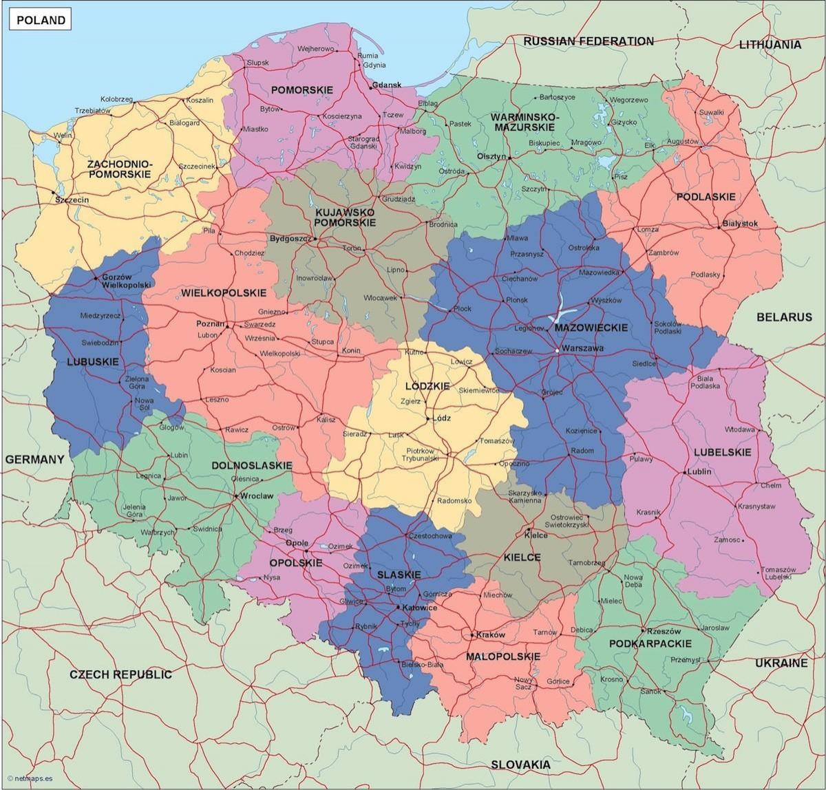 map of Poland political