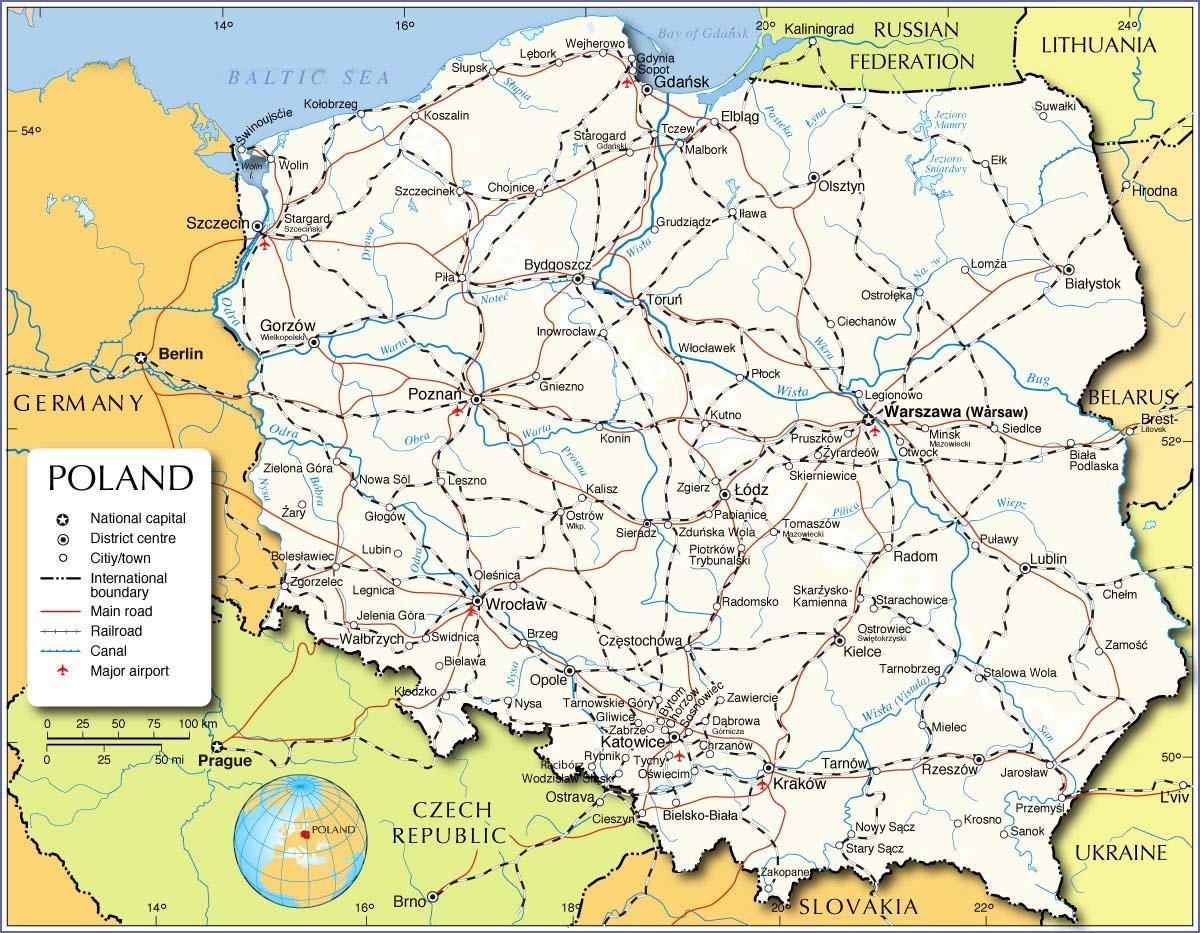 Printable Map Of Poland Map Of Poland Printable Eastern Europe Europe   Printable Map Of Poland 